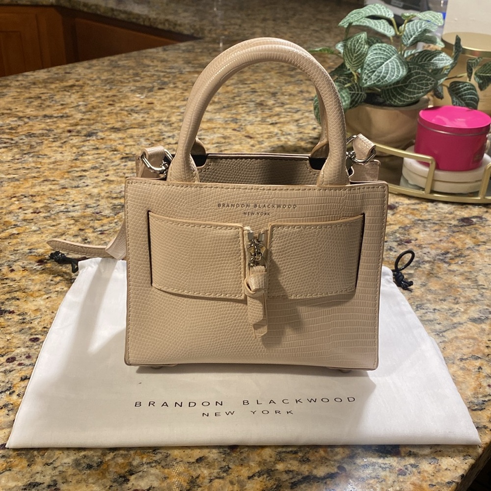 Brandon Blackwood Beige Textured Handbag